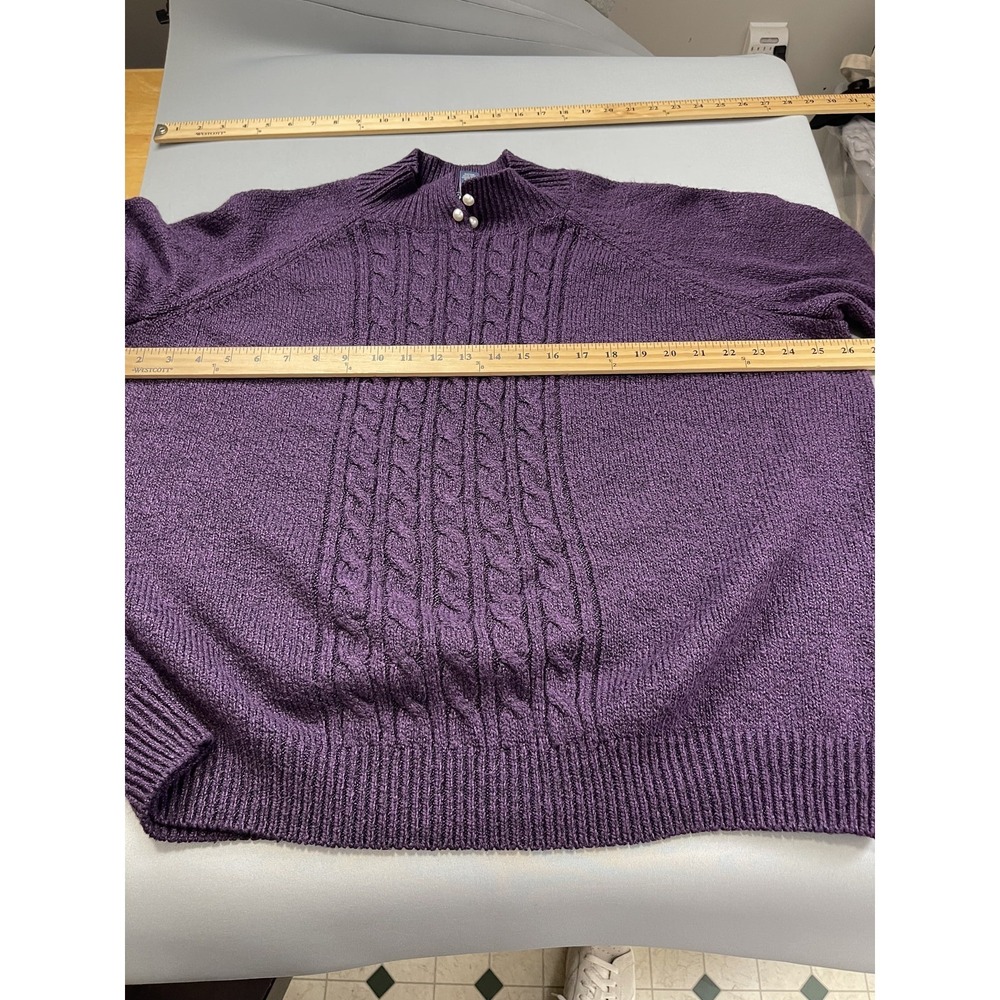 Karen Scott Womens Sweater 2X Plum Cable Knit Purple Jewel Tone Plus Timeless - Picture 7 of 10